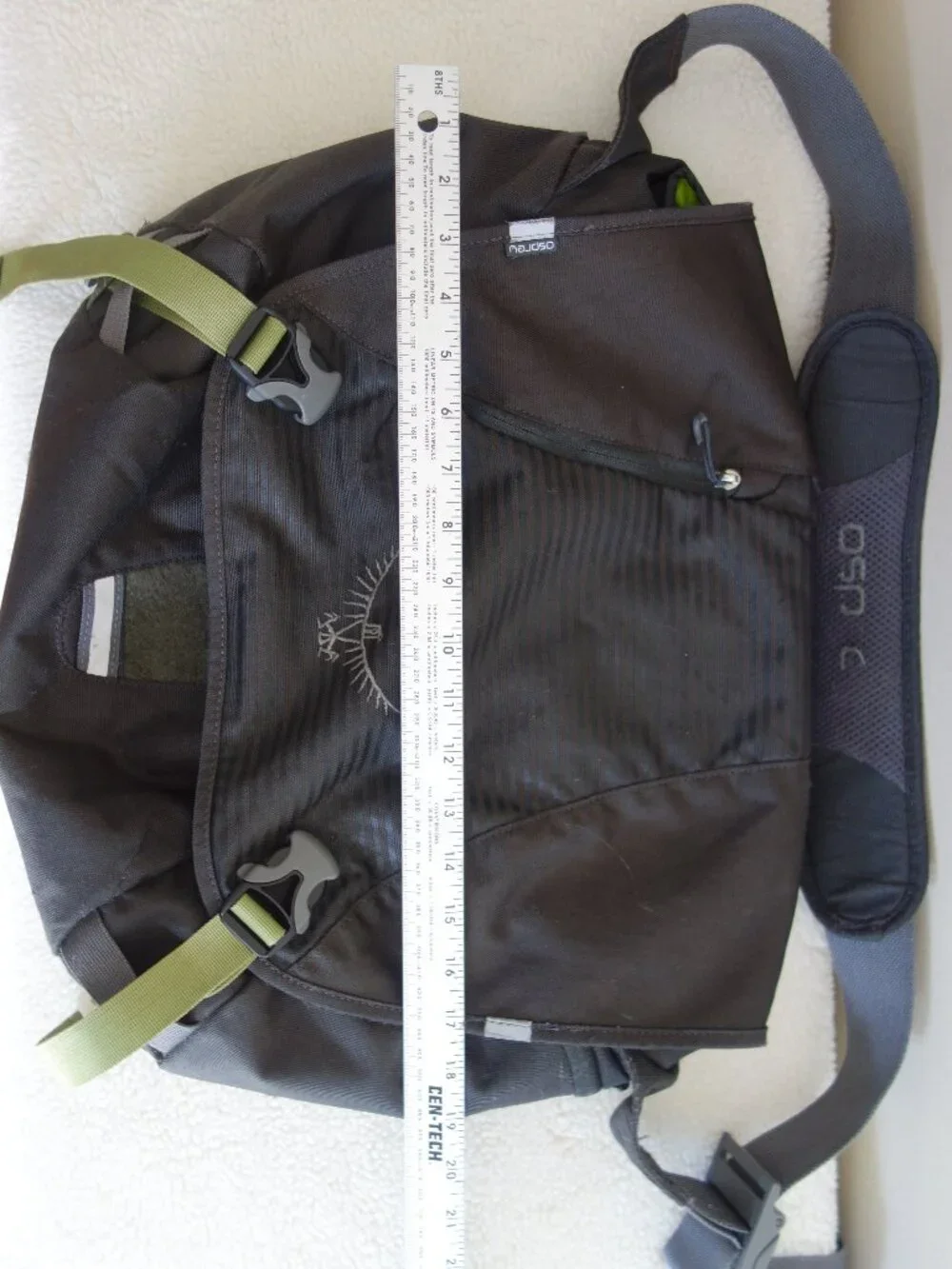 OSPREY Black & Lime Green Messenger Bag
